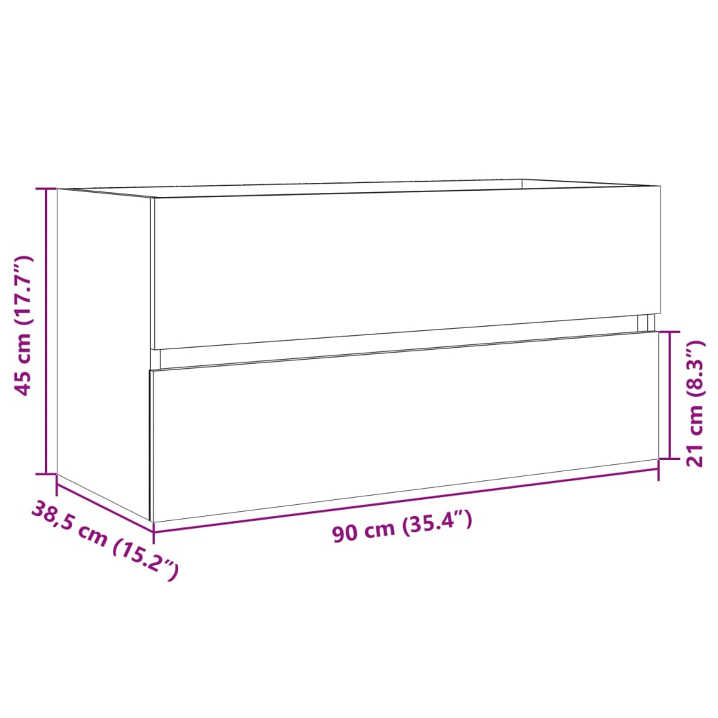 Waschbeckenunterschrank Sonoma-Eiche 90x38,5x45cm Holzwerkstoff - Pazzar.ch