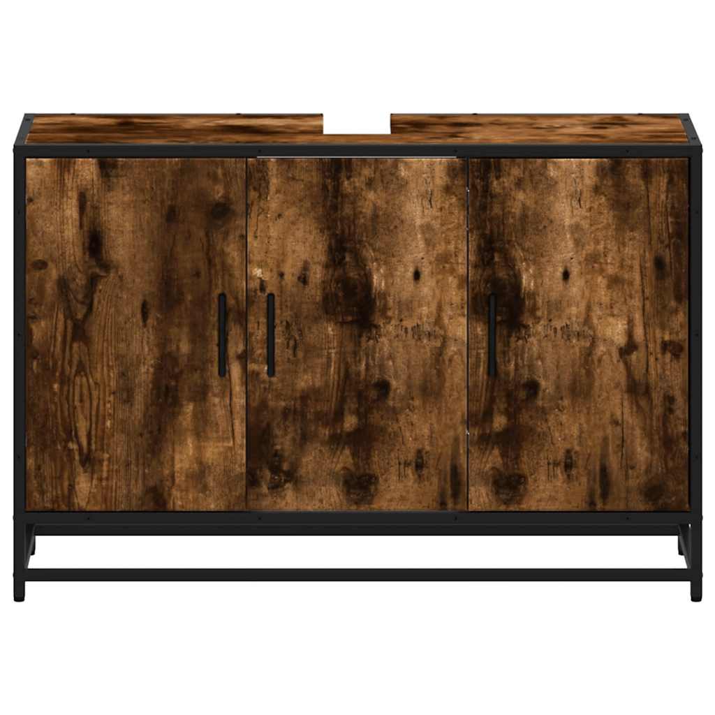 Waschbeckenunterschrank Räuchereiche 90x33x60 cm Holzwerkstoff