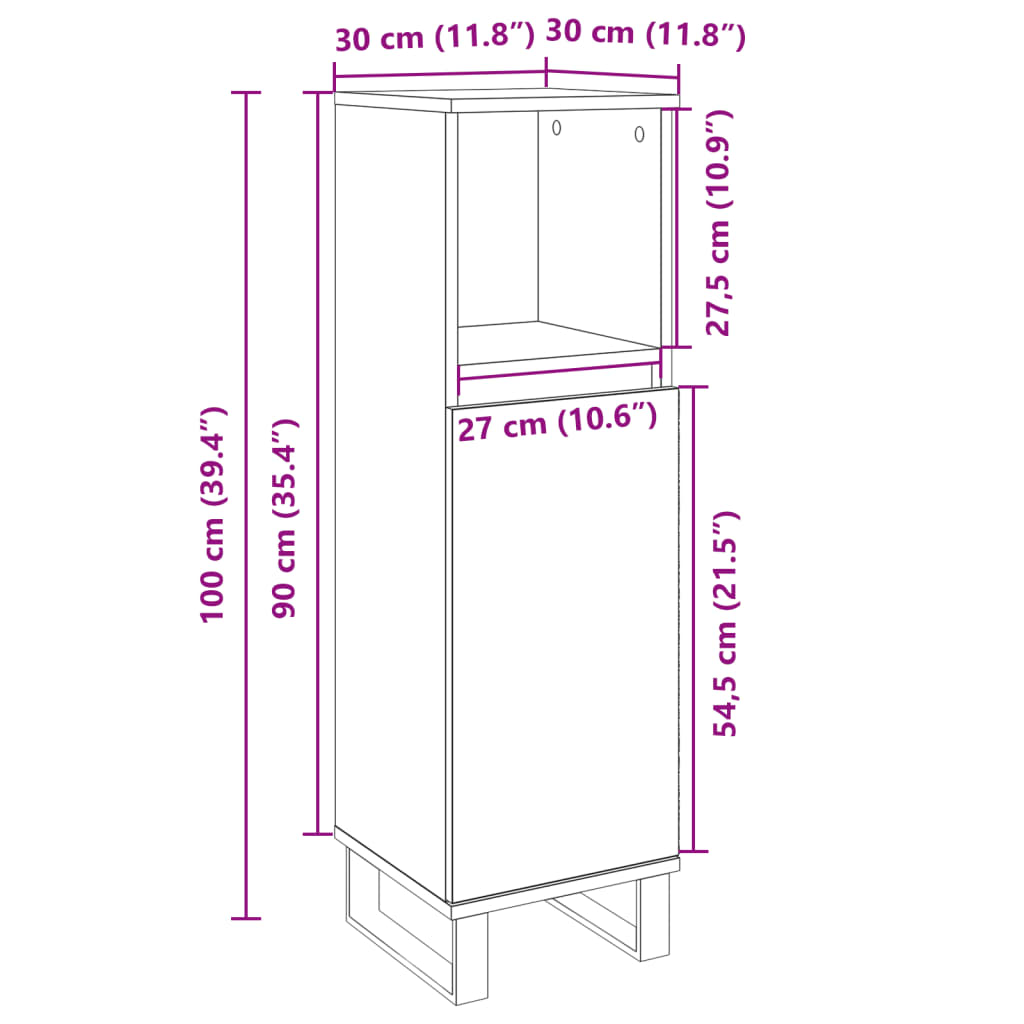 Badschrank Sonoma-Eiche 30x30x100 cm Holzwerkstoff - Pazzar.ch