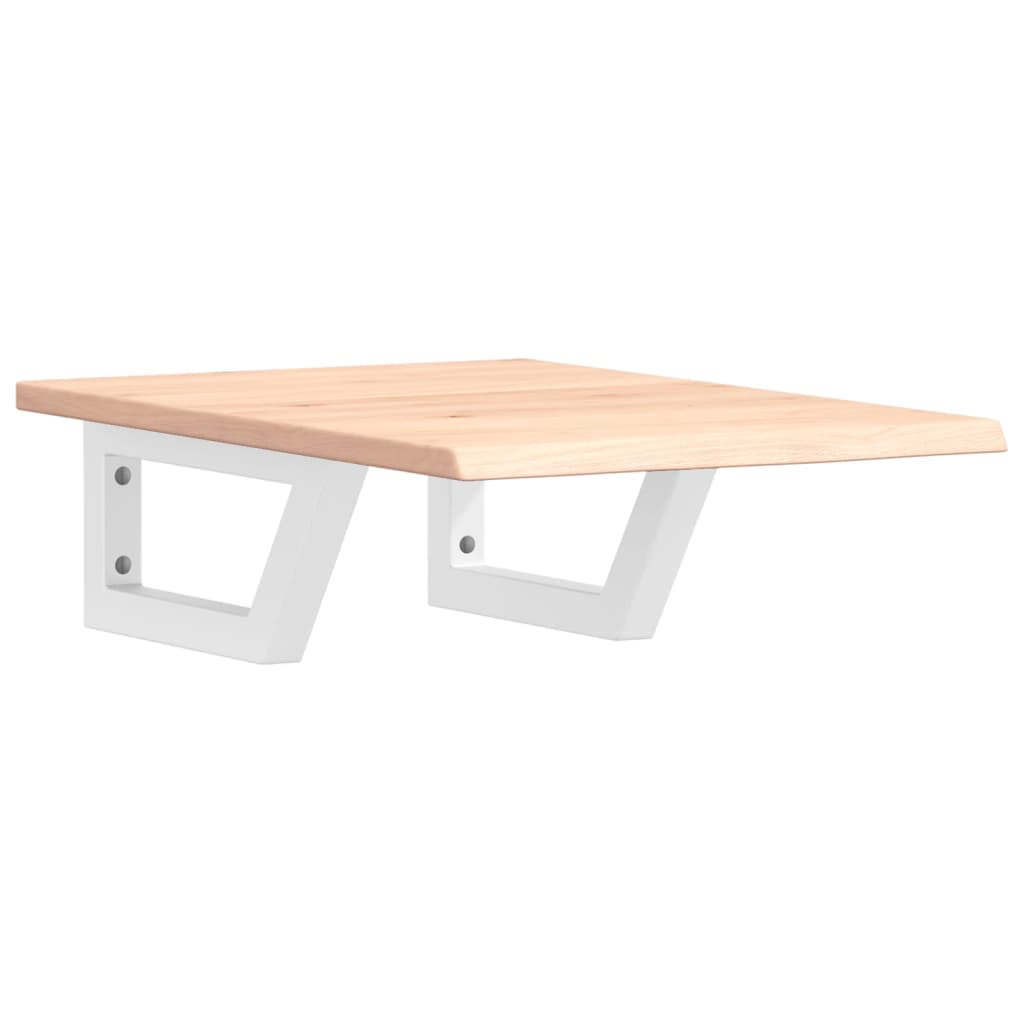 Waschtischplatte mit Halterung Stahl und Massivholz Eiche
