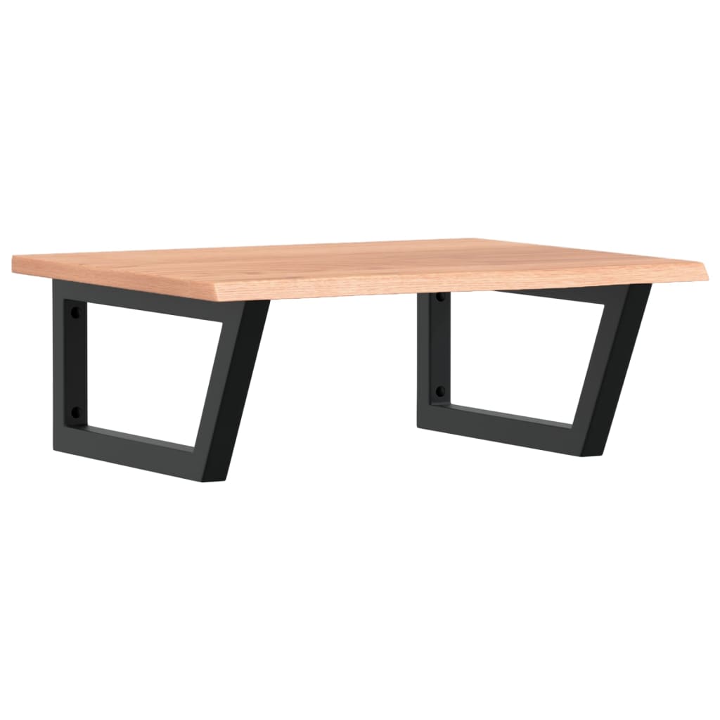 Waschtischplatte mit Halterung Stahl und Massivholz Eiche