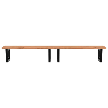 Waschbeckenregal Wandmontage Stahl und Massivholz Buche - Pazzar.ch