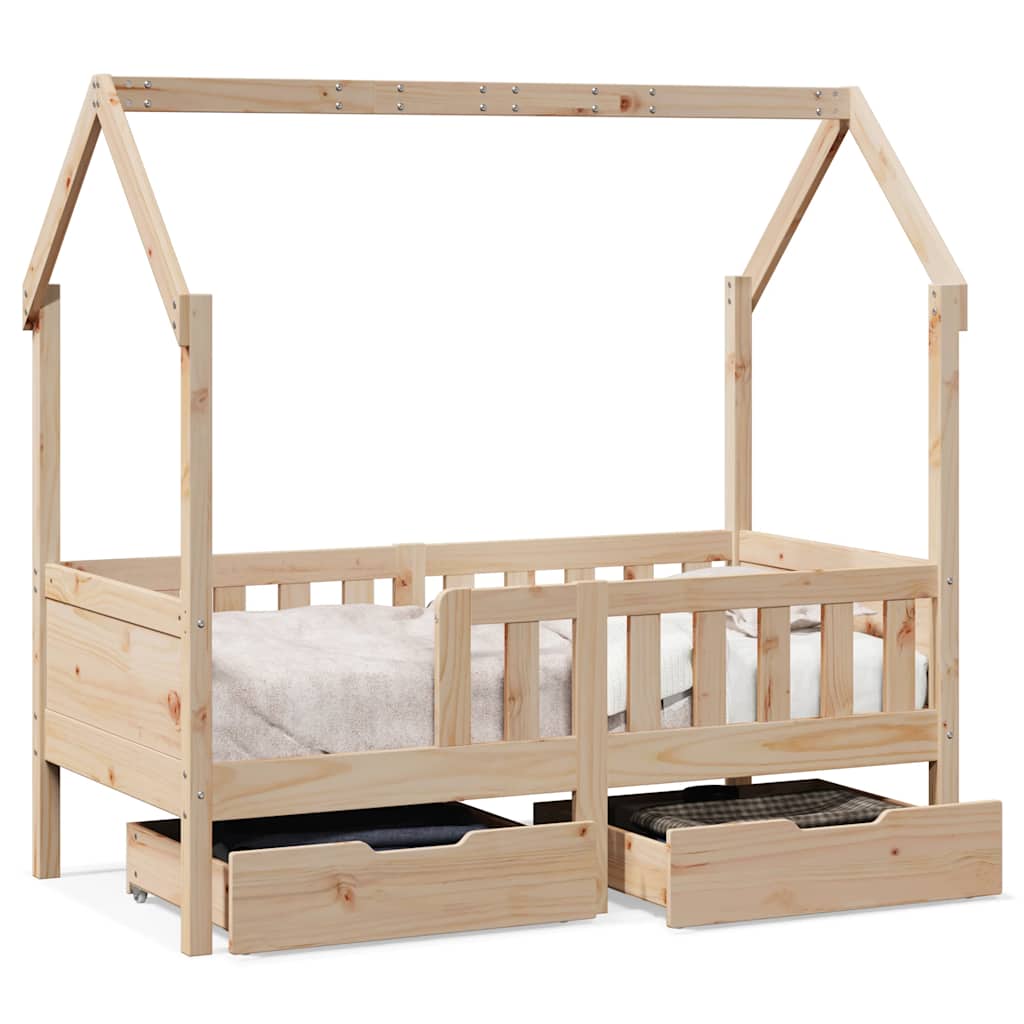 Kinderbett mit Schubladen 80x170 cm Massivholz Kiefer