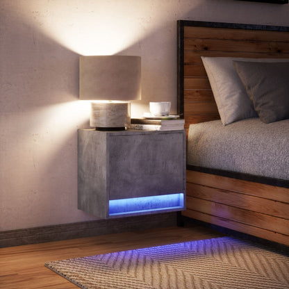 Wand-Nachttisch mit LED-Leuchten Betongrau - Pazzar.ch