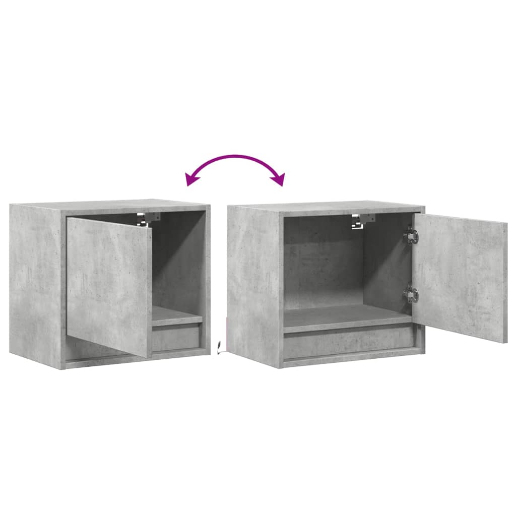 Wand-Nachttisch mit LED-Leuchten Betongrau - Pazzar.ch