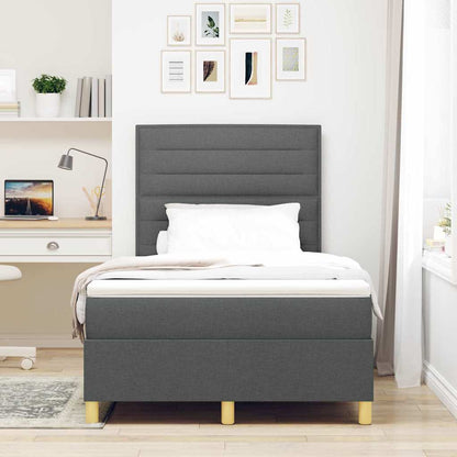 Boxspringbett mit Kopfteil Dunkelgrau 120 x 190 cm Stoff