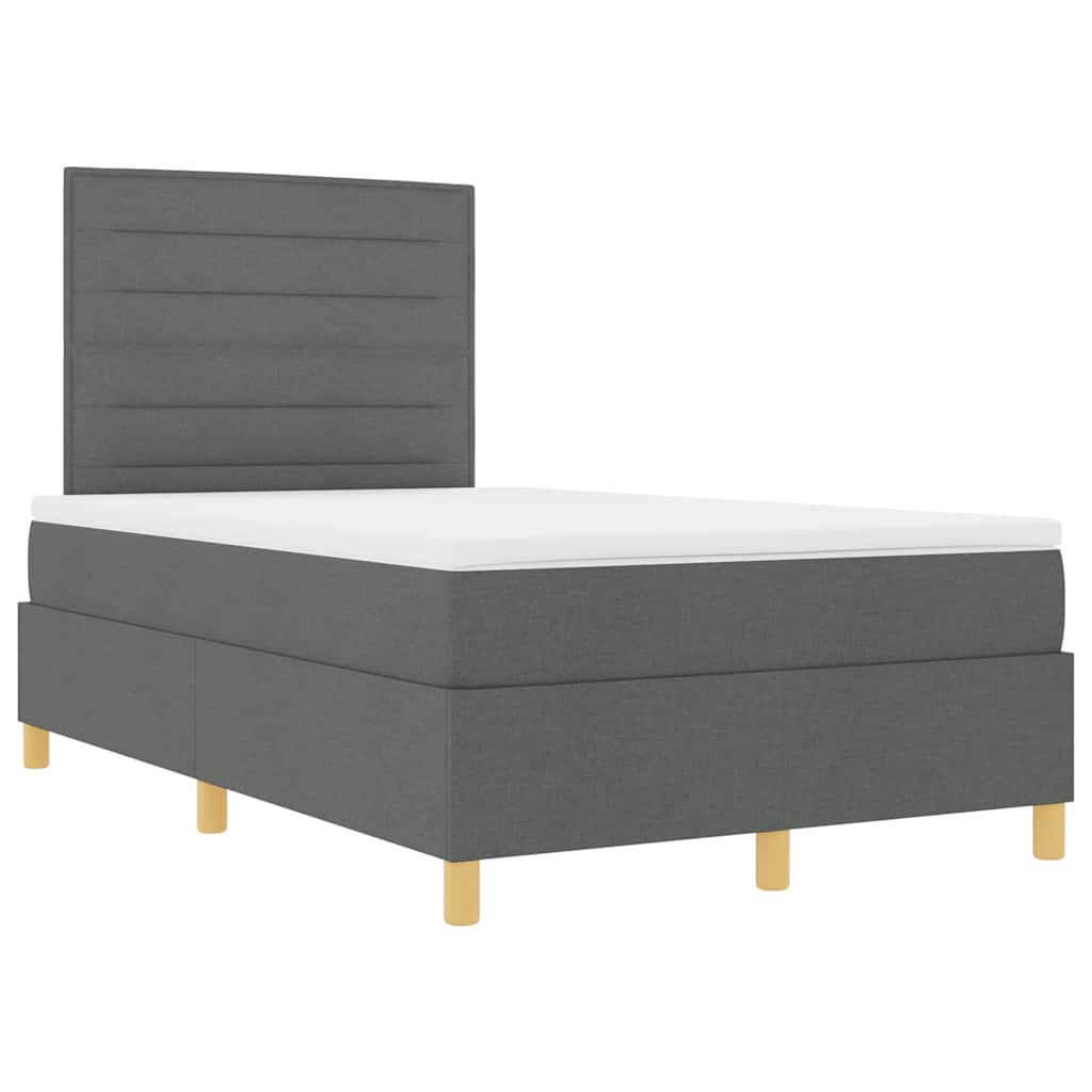 Boxspringbett mit Kopfteil Dunkelgrau 120 x 190 cm Stoff