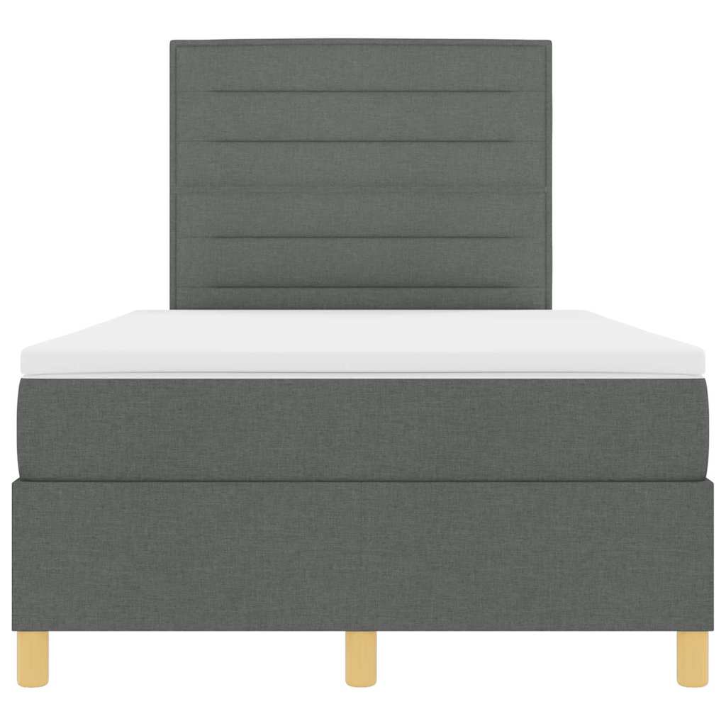 Boxspringbett mit Kopfteil Dunkelgrau 120 x 190 cm Stoff