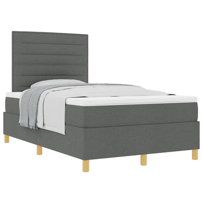 Boxspringbett mit Kopfteil Dunkelgrau 120 x 190 cm Stoff