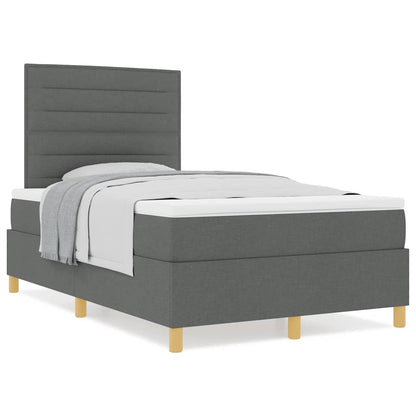 Boxspringbett mit Kopfteil Dunkelgrau 120 x 190 cm Stoff