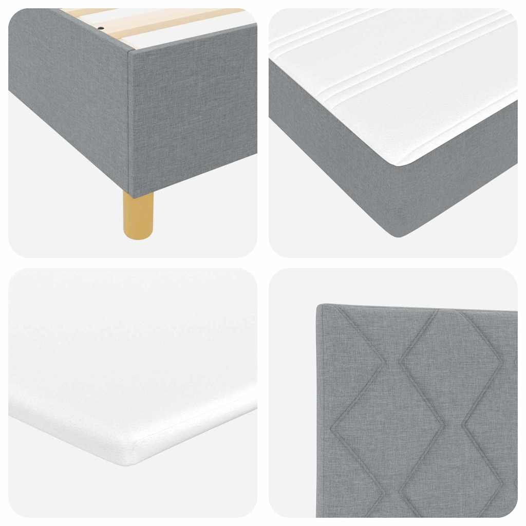 Boxspringbett mit Kopfteil Hellgrau 180 x 200 cm Stoff