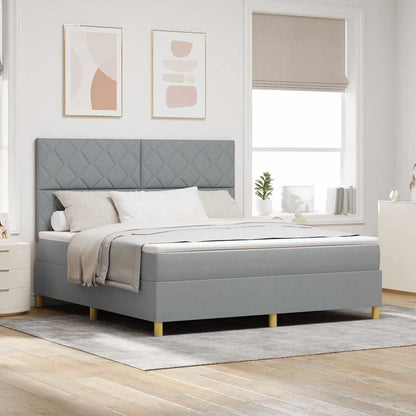 Boxspringbett mit Kopfteil Hellgrau 180 x 200 cm Stoff