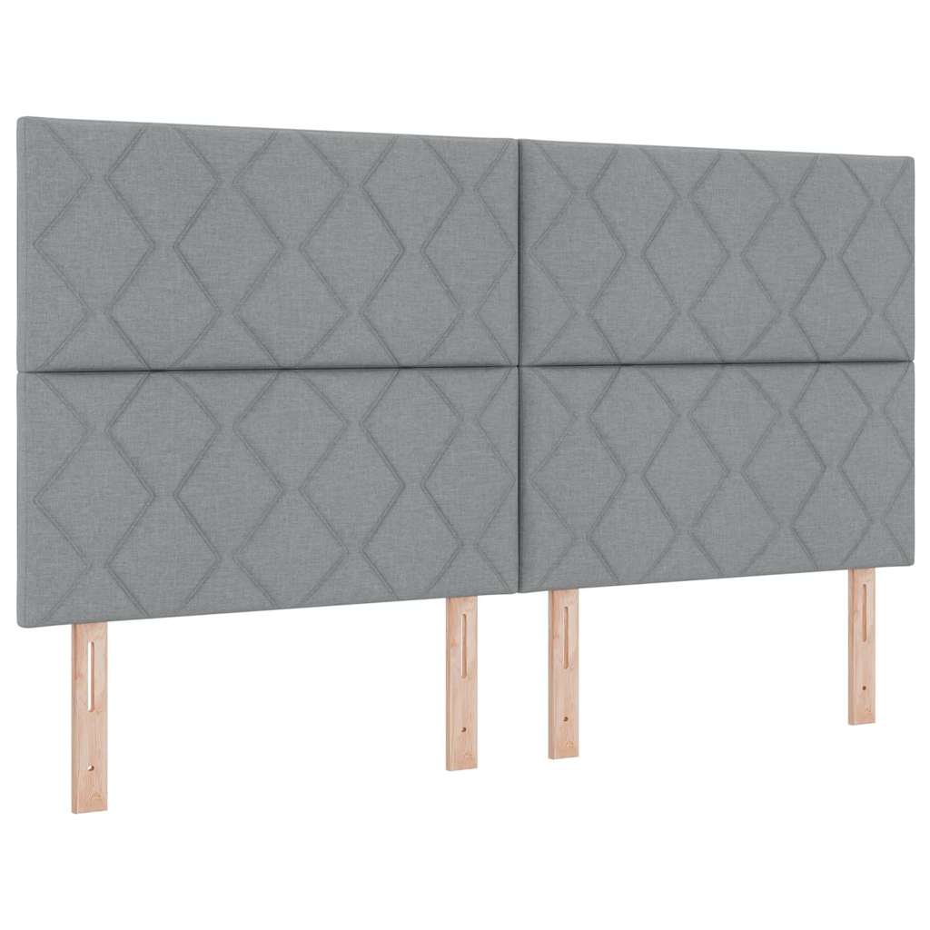 Boxspringbett mit Kopfteil Hellgrau 180 x 200 cm Stoff