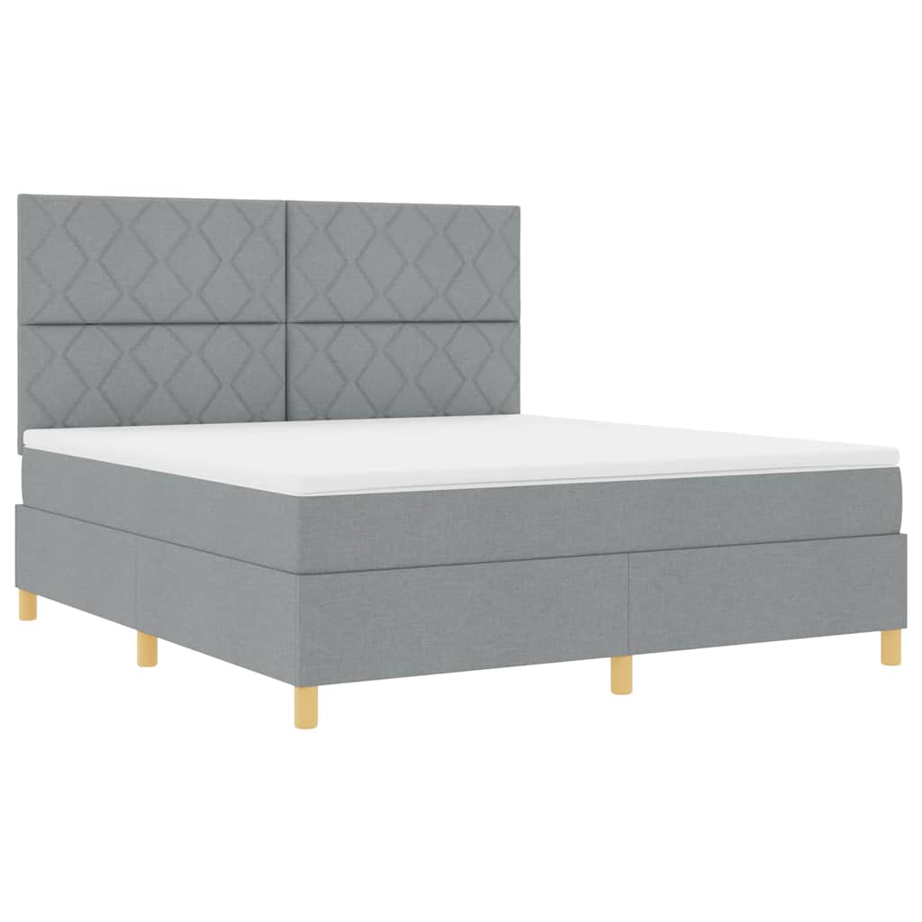 Boxspringbett mit Kopfteil Hellgrau 180 x 200 cm Stoff