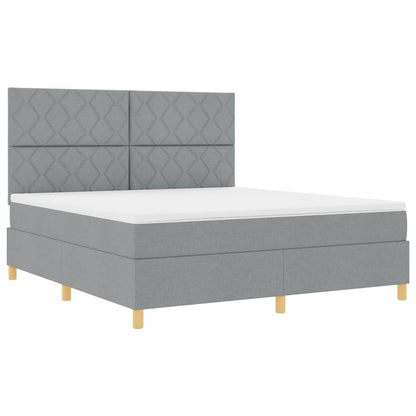 Boxspringbett mit Kopfteil Hellgrau 180 x 200 cm Stoff