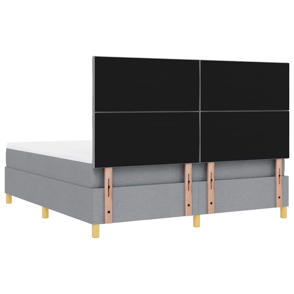 Boxspringbett mit Kopfteil Hellgrau 180 x 200 cm Stoff