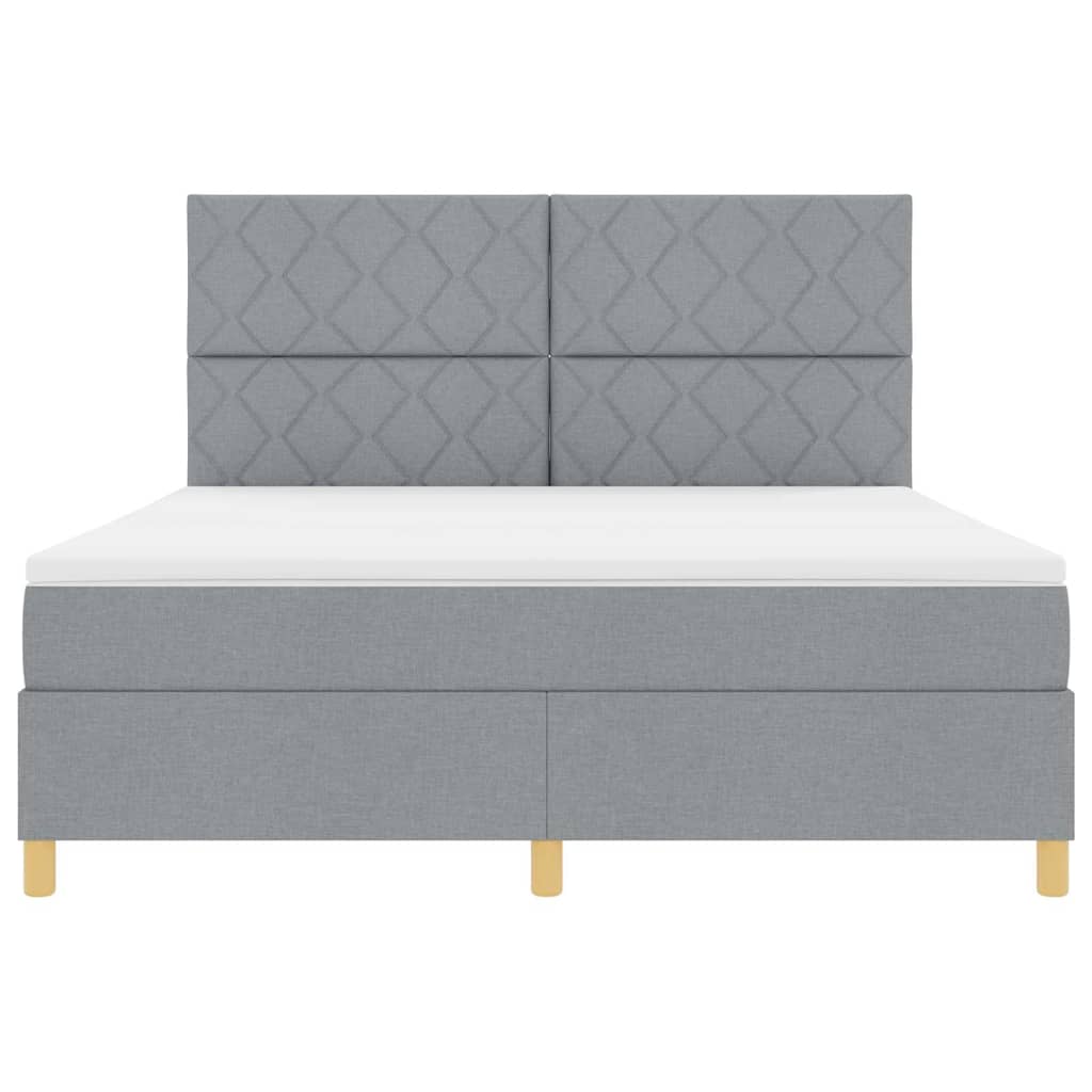 Boxspringbett mit Kopfteil Hellgrau 180 x 200 cm Stoff