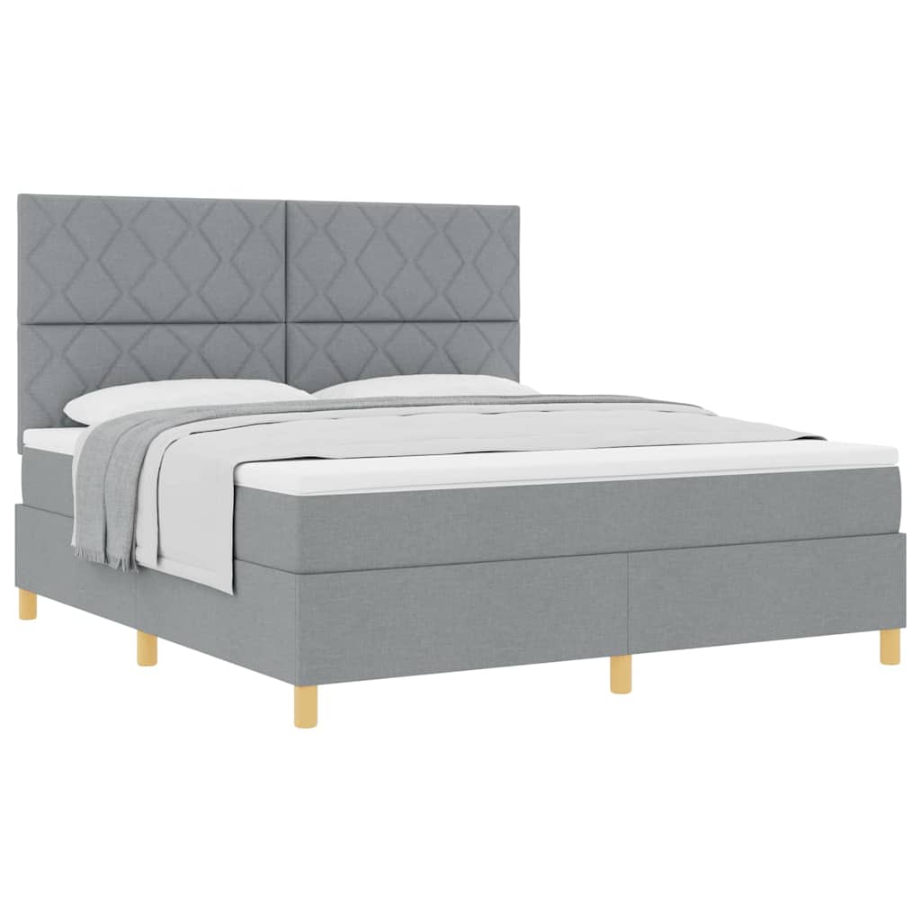 Boxspringbett mit Kopfteil Hellgrau 180 x 200 cm Stoff