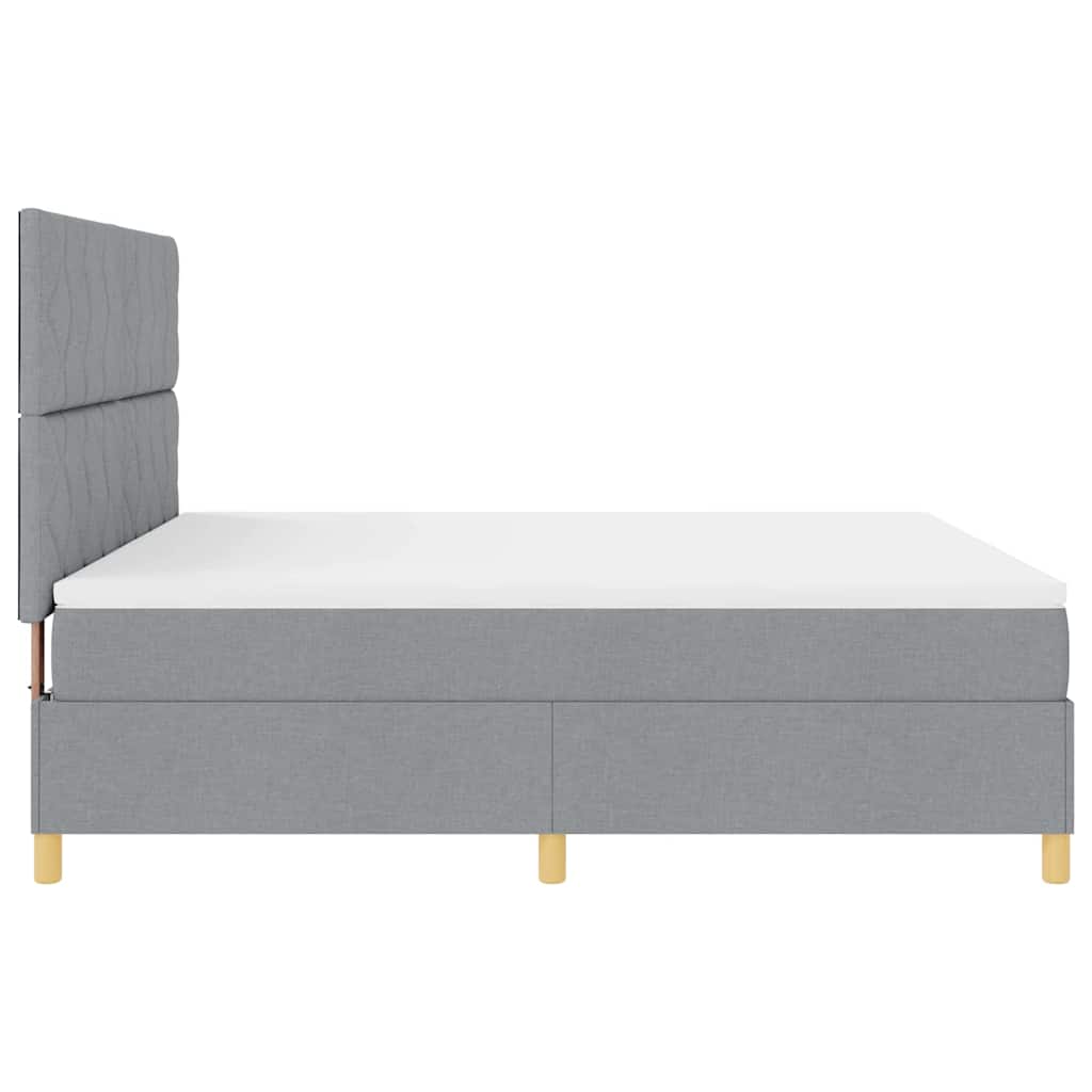 Boxspringbett mit Kopfteil Hellgrau 180 x 200 cm Stoff