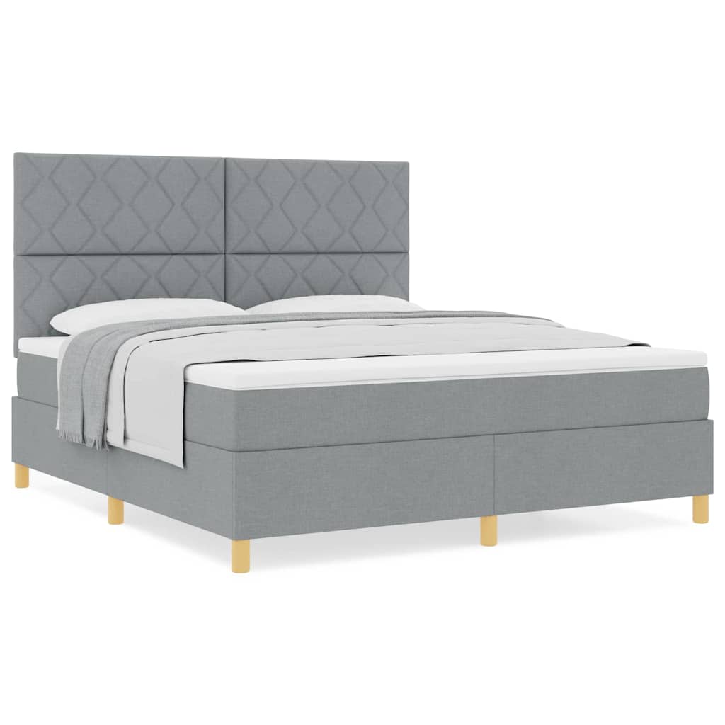 Boxspringbett mit Kopfteil Hellgrau 180 x 200 cm Stoff