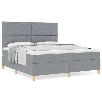 Boxspringbett mit Kopfteil Hellgrau 180 x 200 cm Stoff