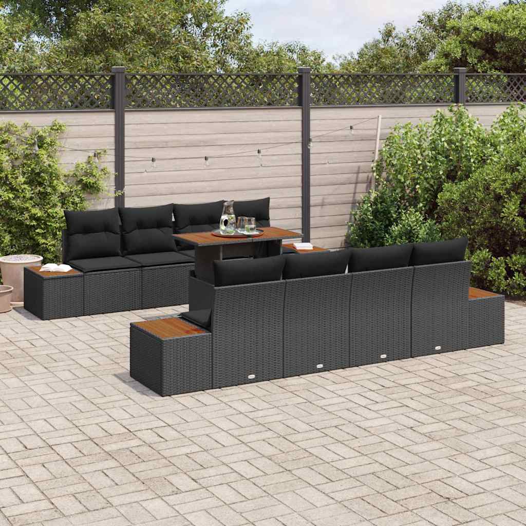 Garten Essgruppe 9 pcs Schwarz und Braun 100 x 55 x 73 cm