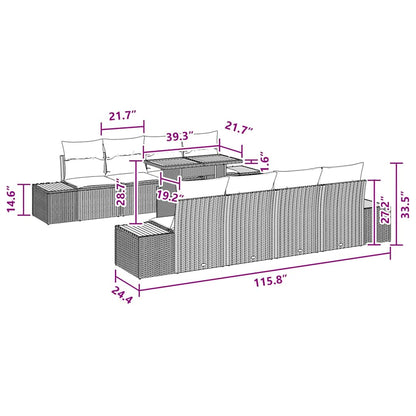 Garten Essgruppe 9 pcs Schwarz und Braun 100 x 55 x 73 cm