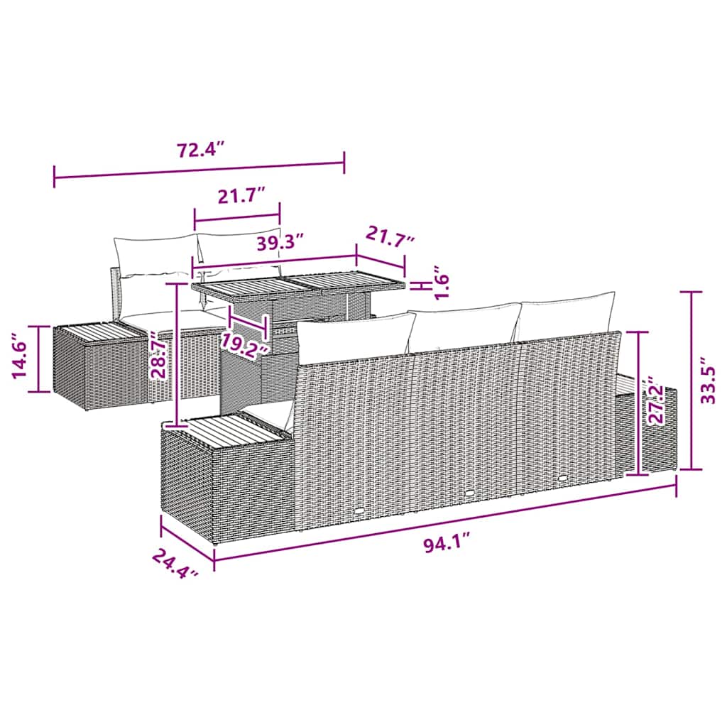 Garten Essgruppe 9 pcs Schwarz und Braun 100 x 55 x 73 cm