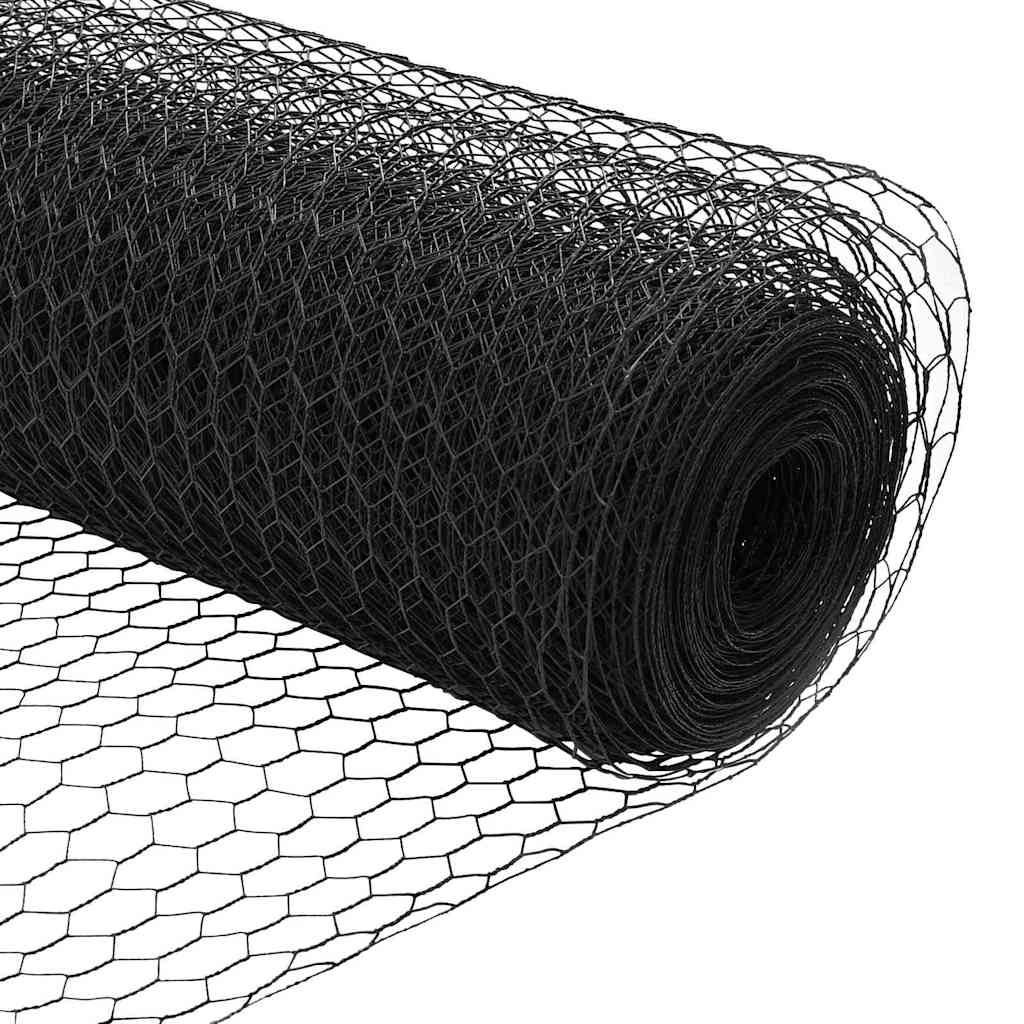 Zaun mit Pfosten Grau 0.8 x 10 m PVC-beschichteter Stahl
