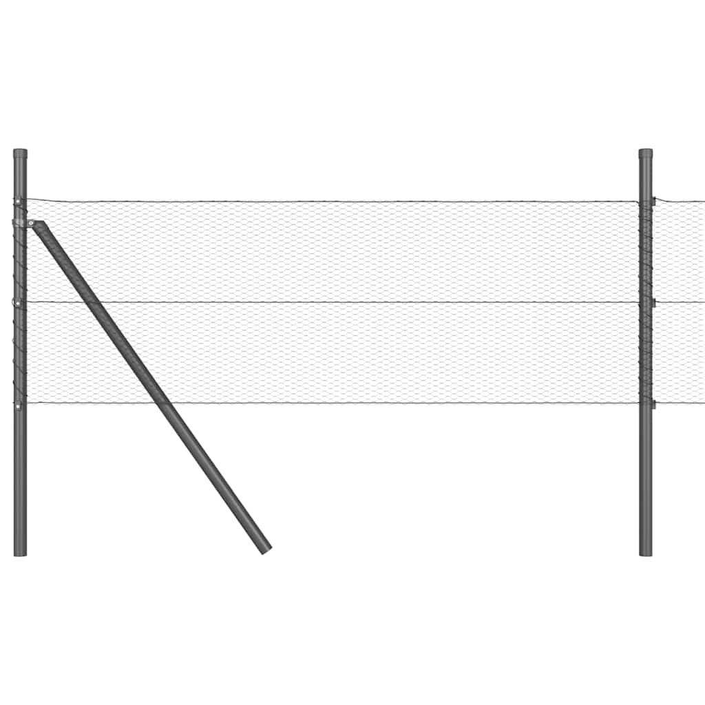 Zaun mit Pfosten Grau 0.8 x 10 m PVC-beschichteter Stahl
