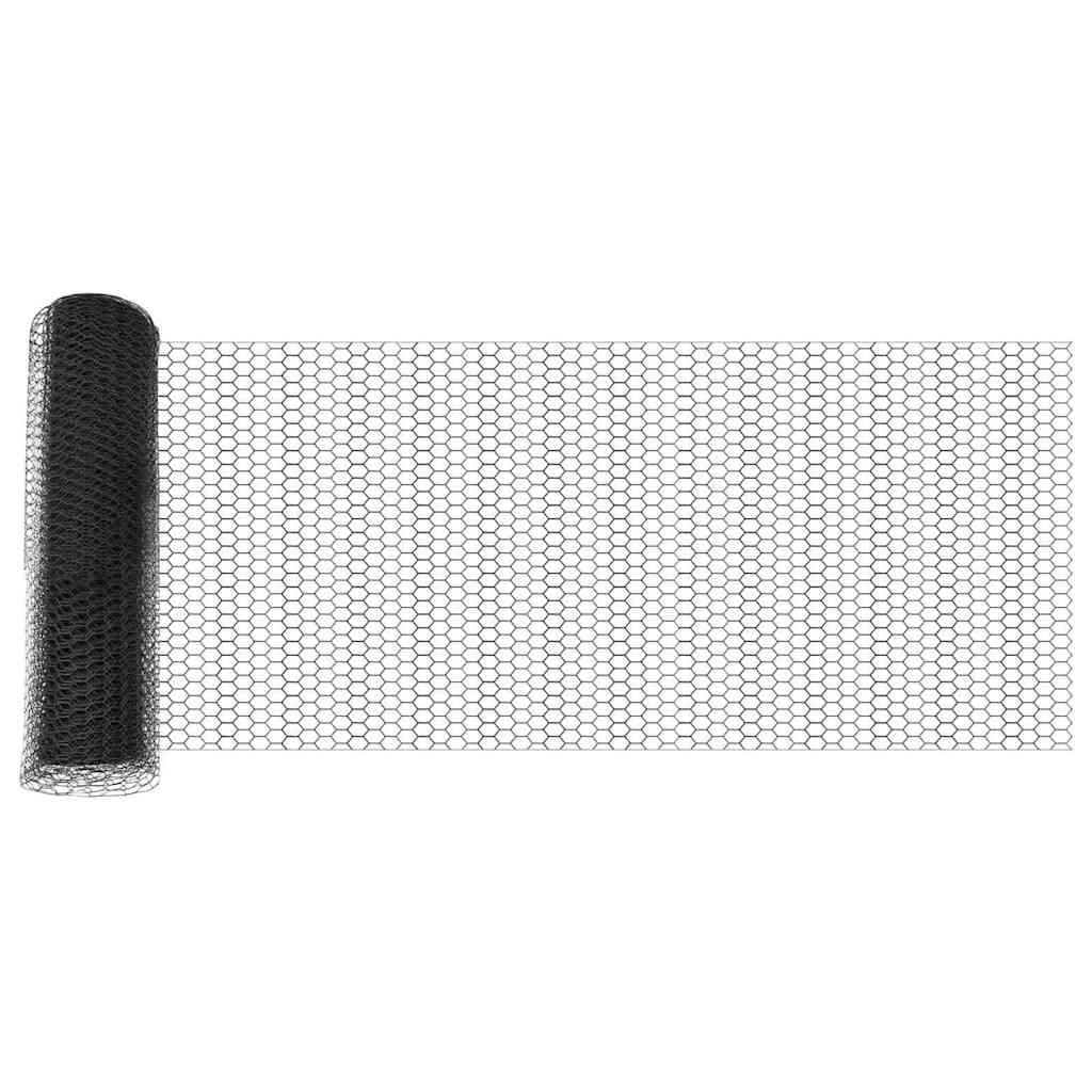 Zaun mit Pfosten Grau 0.8 x 10 m PVC-beschichteter Stahl