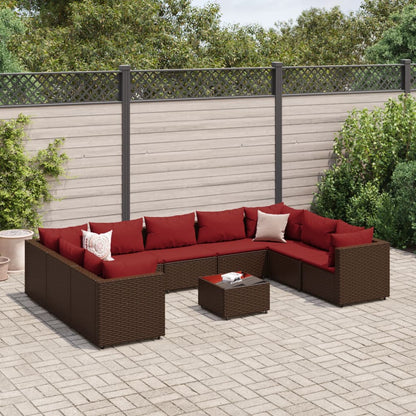 10-tlg. Garten-Lounge-Set mit Kissen Braun Poly Rattan - Pazzar.ch