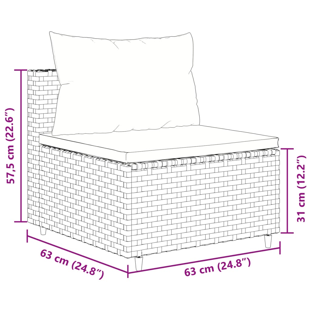 10-tlg. Garten-Lounge-Set mit Kissen Grau Poly Rattan - Pazzar.ch