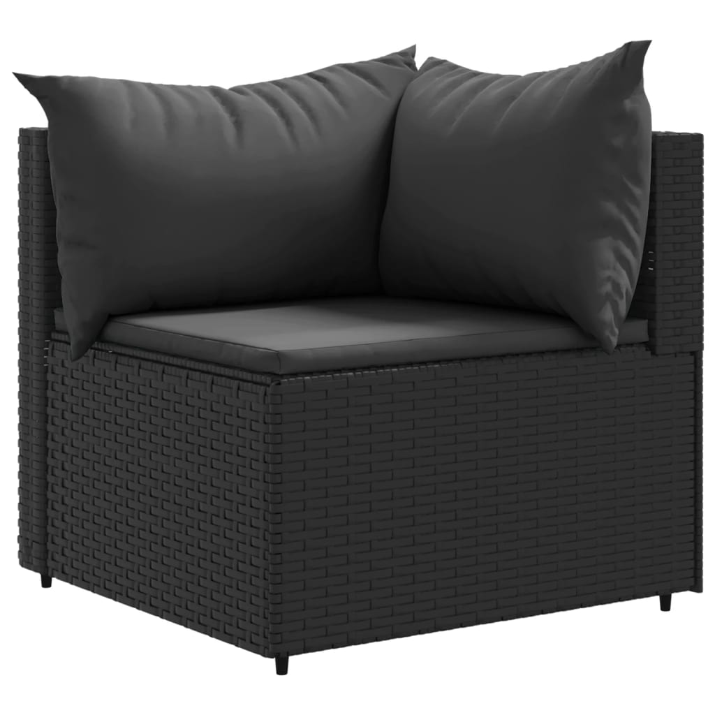 10-tlg. Garten-Lounge-Set mit Kissen Schwarz Poly Rattan - Pazzar.ch