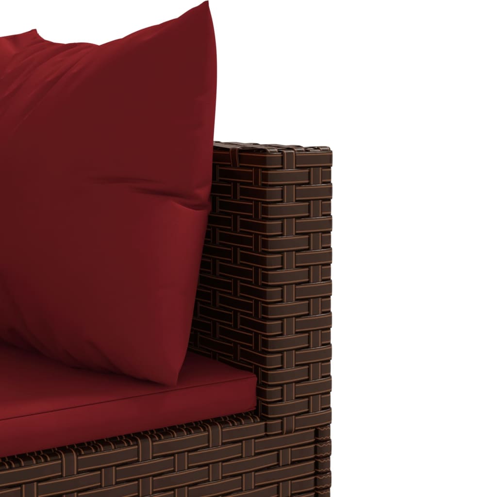 10-tlg. Garten-Lounge-Set mit Kissen Braun Poly Rattan