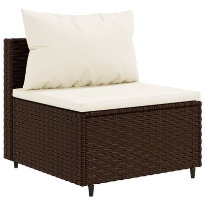 10-tlg. Garten-Sofagarnitur mit Kissen Braun Poly Rattan - Pazzar.ch