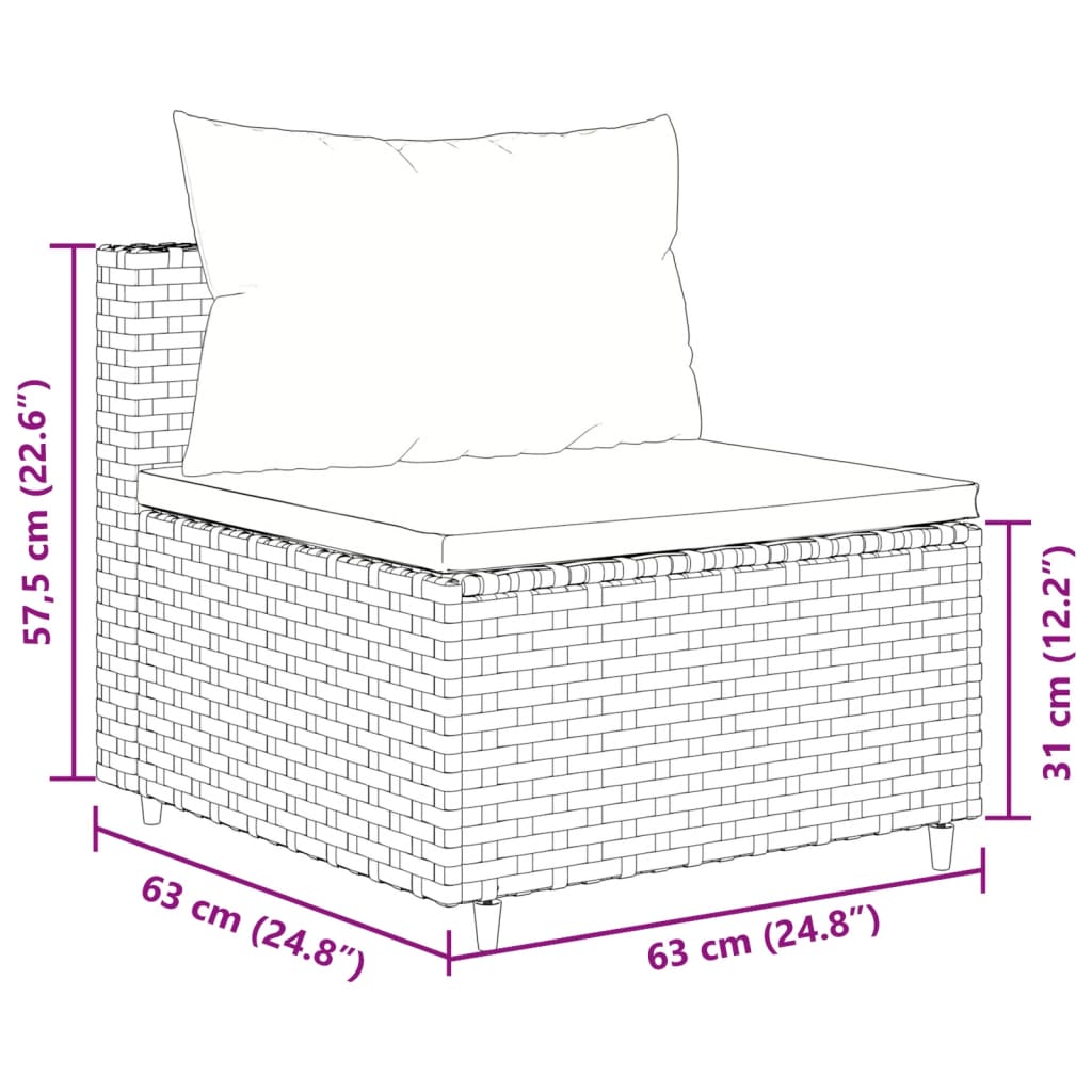 10-tlg. Garten-Sofagarnitur mit Kissen Schwarz Poly Rattan - Pazzar.ch