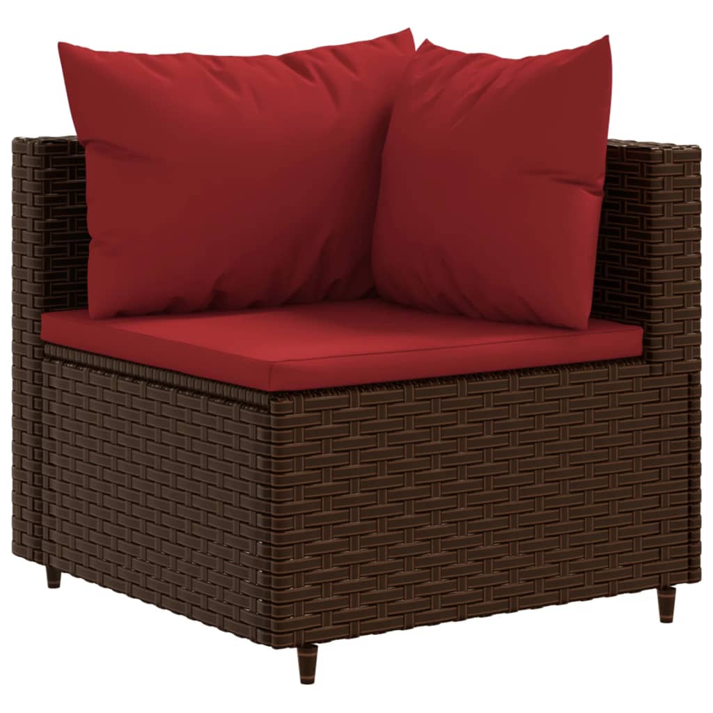 10-tlg. Garten-Sofagarnitur mit Kissen Braun Poly Rattan - Pazzar.ch