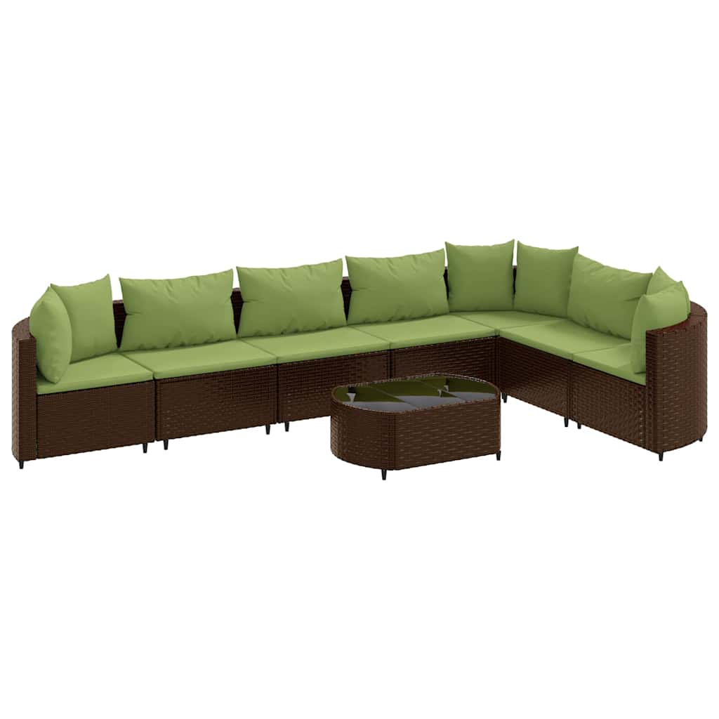 8-tlg. Garten-Sofagarnitur mit Kissen Braun Poly Rattan - Pazzar.ch
