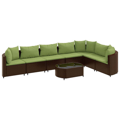 8-tlg. Garten-Sofagarnitur mit Kissen Braun Poly Rattan - Pazzar.ch