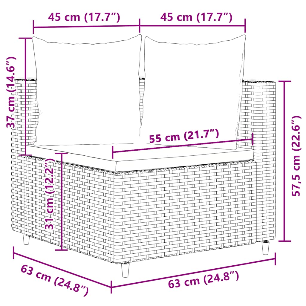 8-tlg. Garten-Sofagarnitur mit Kissen Braun Poly Rattan - Pazzar.ch