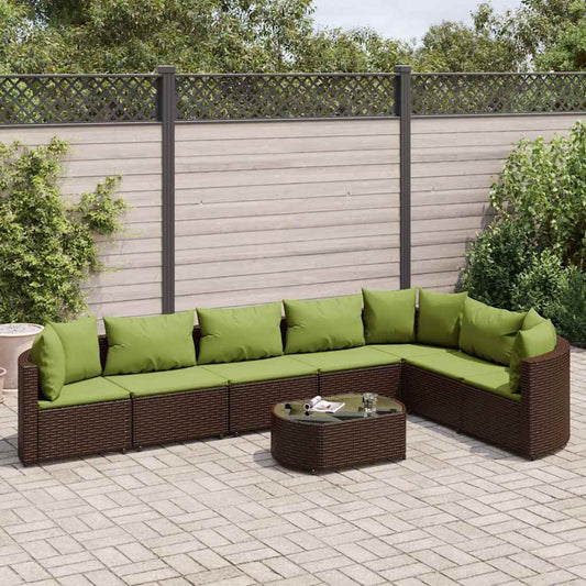 8-tlg. Garten-Sofagarnitur mit Kissen Braun Poly Rattan - Pazzar.ch