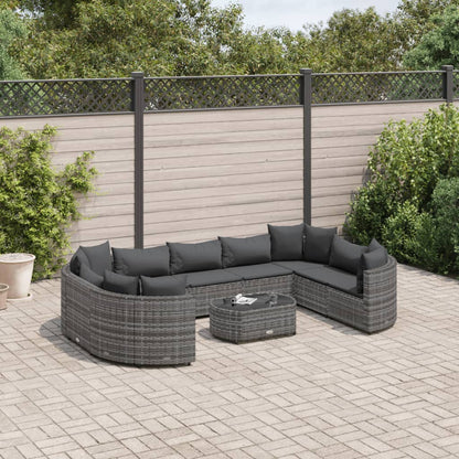 10-tlg. Garten-Sofagarnitur mit Kissen Grau Poly Rattan - Pazzar.ch