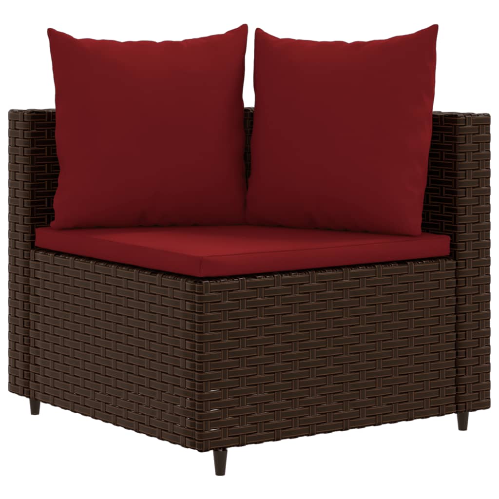 10-tlg. Garten-Sofagarnitur mit Kissen Braun Poly Rattan - Pazzar.ch