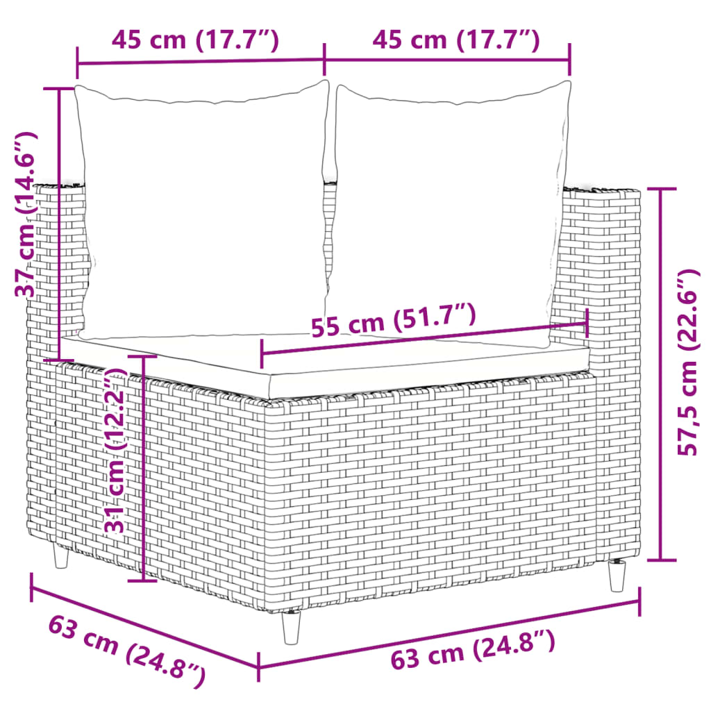 10-tlg. Garten-Sofagarnitur mit Kissen Braun Poly Rattan - Pazzar.ch