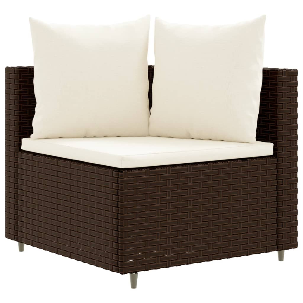 10-tlg. Garten-Sofagarnitur mit Kissen Braun Poly Rattan - Pazzar.ch