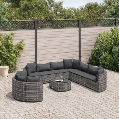 10-tlg. Garten-Sofagarnitur mit Kissen Grau Poly Rattan - Pazzar.ch