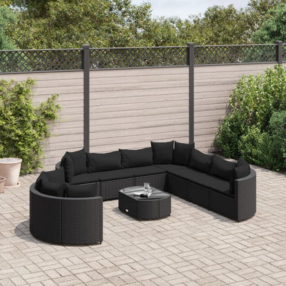 10-tlg. Garten-Sofagarnitur mit Kissen Schwarz Poly Rattan - Pazzar.ch