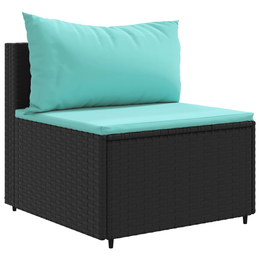 10-tlg. Garten-Sofagarnitur mit Kissen Schwarz Poly Rattan - Pazzar.ch