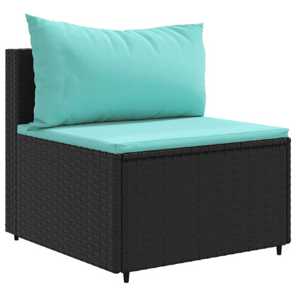 10-tlg. Garten-Sofagarnitur mit Kissen Schwarz Poly Rattan - Pazzar.ch